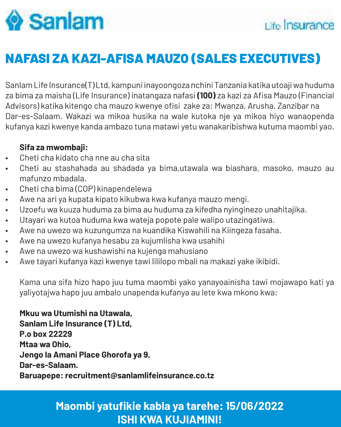 Afisa-Mauzo-Sales-Executives-100-at-Sanlam-Insurance-June-2022