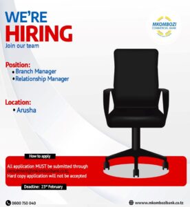 2 Job Opportunities at Mkombozi Commercial Bank PLC - Various Jobs