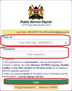Kenya Public Service Payroll Login