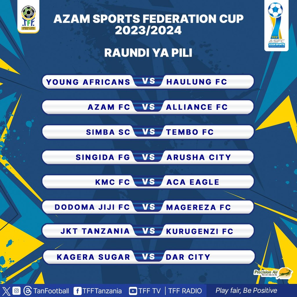 Ratiba ASFC 2023/2024 Azam Sports Federation Cup Fixtures - AJIRA YAKO