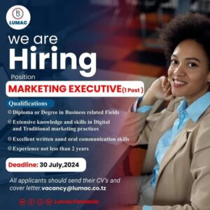 Marketing Executive Job Opportunity at Lumac