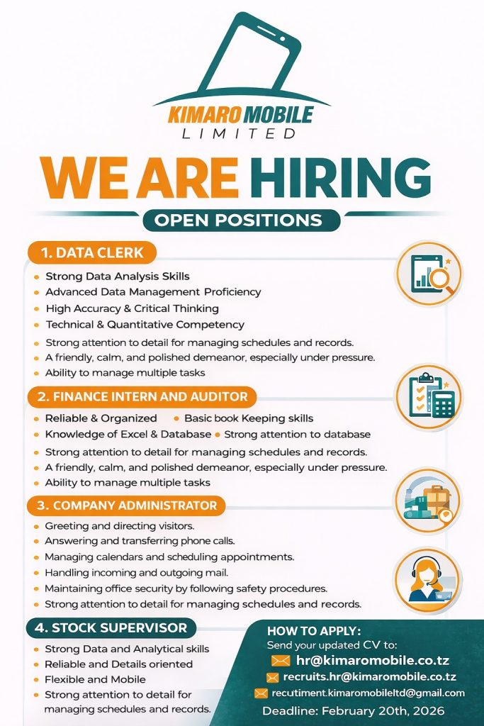 Job Opportunities – 4 Positions at Kimaro Mobile